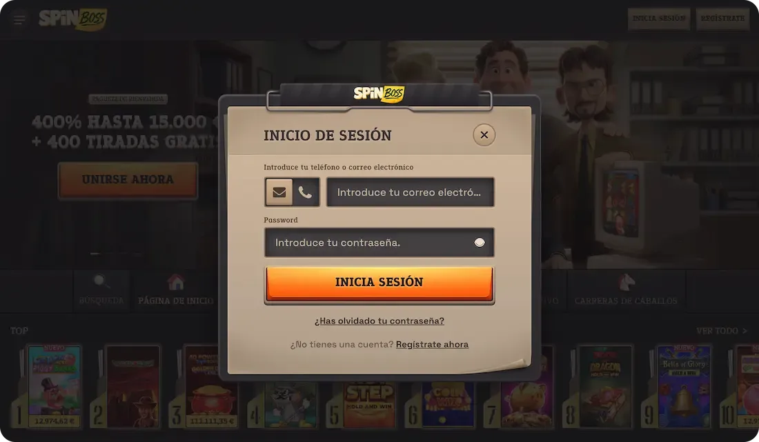 iniciar sesión en el casino spinboss con correo electronico
