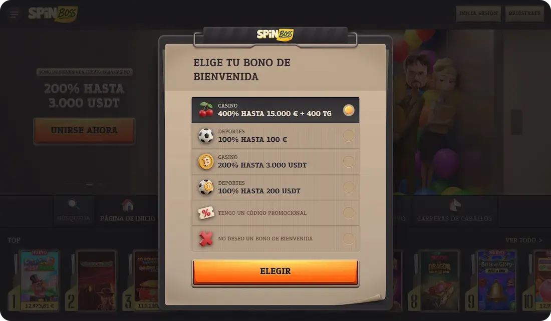 bono de bienvenida del casino spinboss
